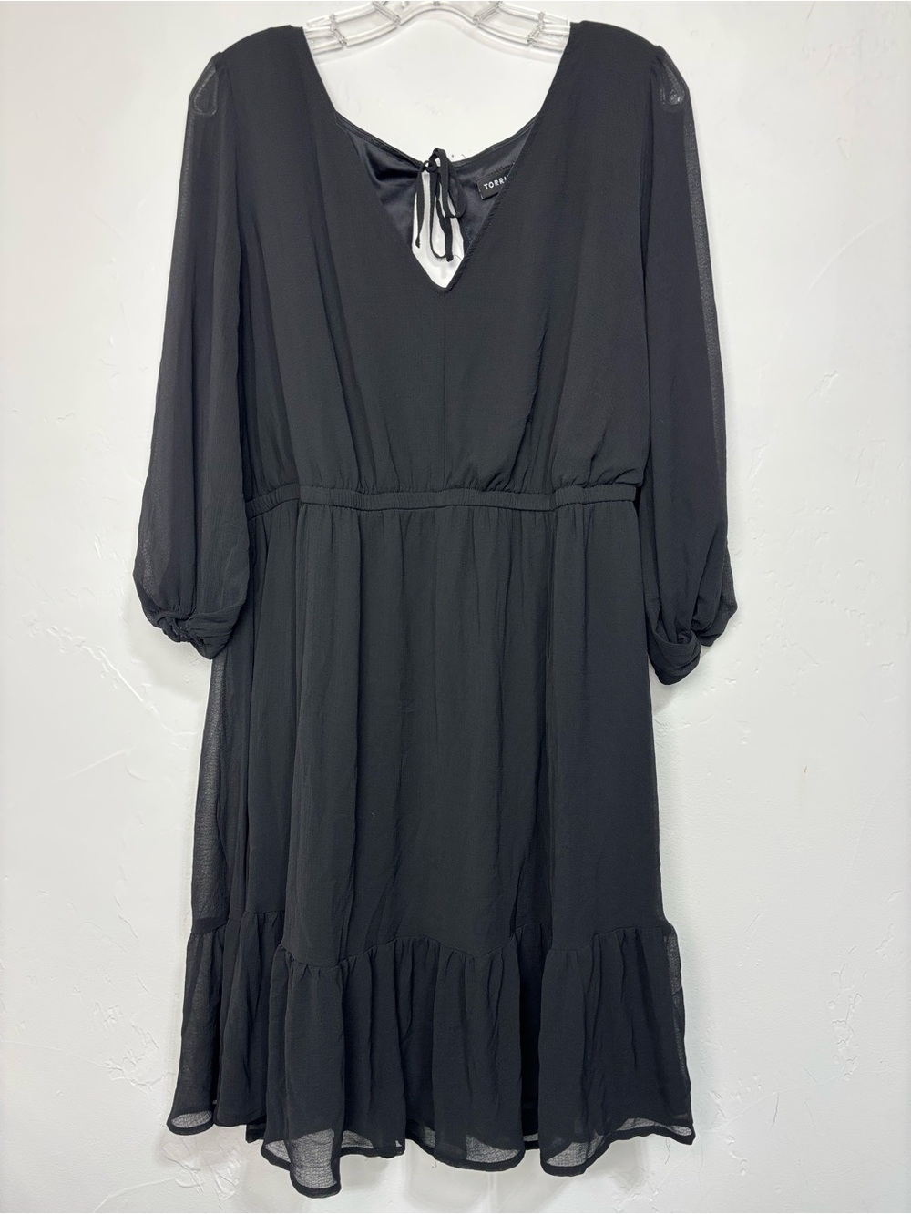 Torrid Women's Plus Size 2 Black Mini Chiffon Tiered Babydoll Dress 2X (18-20)